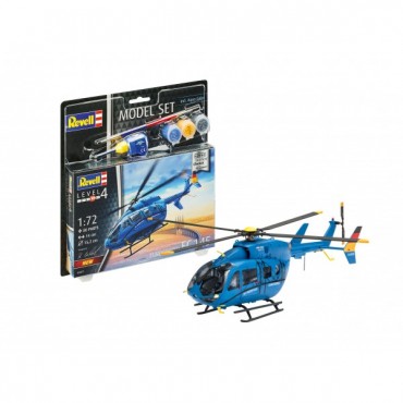 KIT PARA MONTAR REVELL MODEL SET HELICÓPTERO EUROCOPTER EC145 1/72 80 PEÇAS COMPLETO COM TINTAS, COLA E PINCEL REV 63877